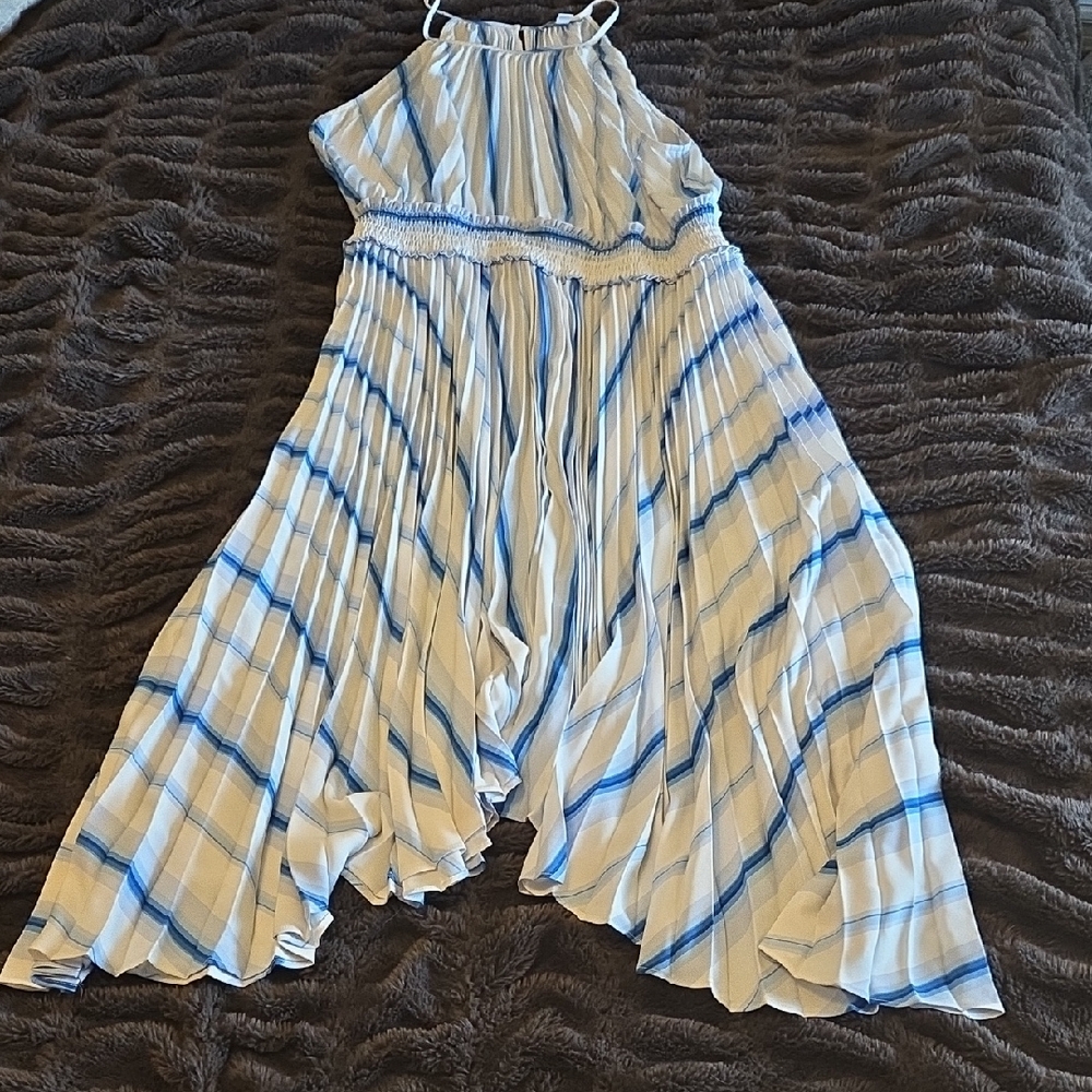 Nine West Blue and White High Low Dress